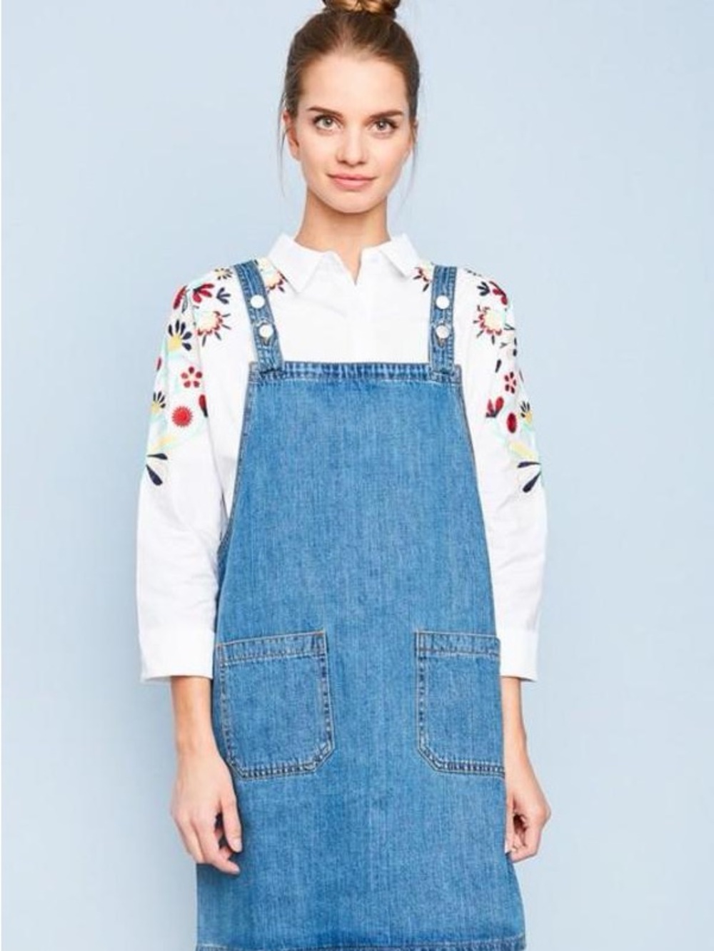 Hayden Light Blue Denim Pinafore Dress